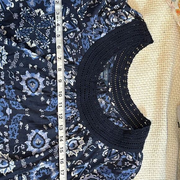 Lucky Brand cotton blend boho print crochet neck top size XS BIN F - Picture 8 of 9